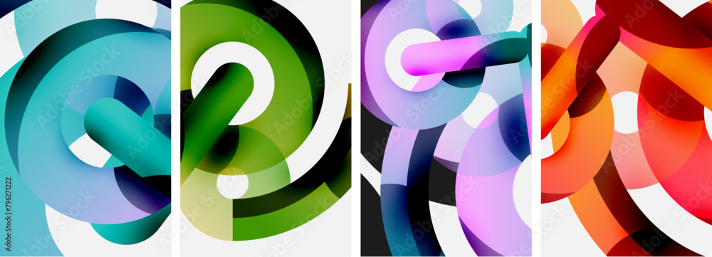 Poster a vibrant display of purple, magenta, and violet swirls in a circular pattern on a white background.