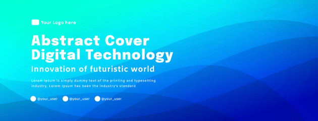 Digital technology poster cover speed connect blue green background, cyber information, abstract communication, innovation future tech data, internet network connection, Ai big data blend illustration