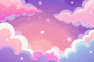 Fototapeta premium Fancy background of the sky with glitter fluffy clouds