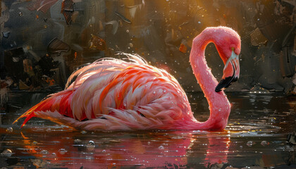 pink flamingo, sunlight.generative ai
