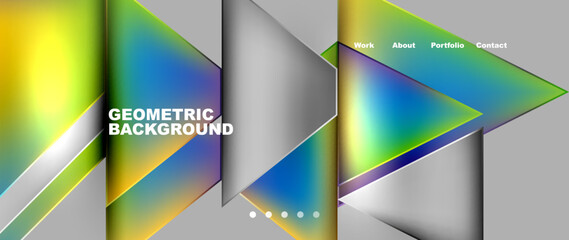 Vibrant electric blue triangles create a colorful geometric pattern on a gray background, adding symmetry and artistry to the design