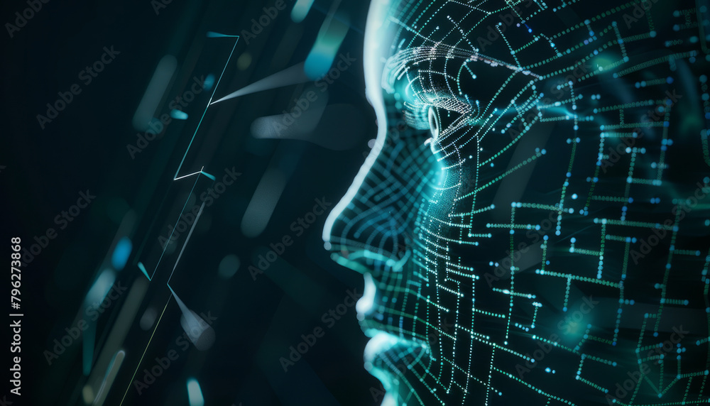 Poster photorealistic image that stands for ai prompting.generative ai