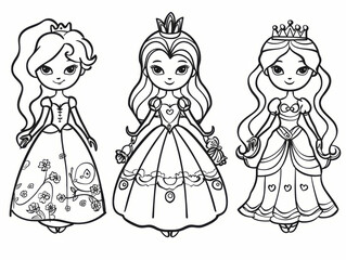 Princess Coloring Pages for Kids, Preschoolers, Simple Coloring Book, Educational, Printable