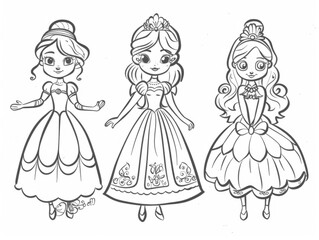 Princess Coloring Pages for Kids, Preschoolers, Simple Coloring Book, Educational, Printable