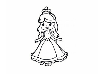 Fototapeta premium Princess Coloring Pages for Kids, Preschoolers, Simple Coloring Book, Educational, Printable