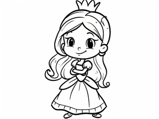 Princess Coloring Pages for Kids, Preschoolers, Simple Coloring Book, Educational, Printable