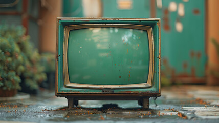 modern television, realistic, background chroma plain green,generative ai - 796274496
