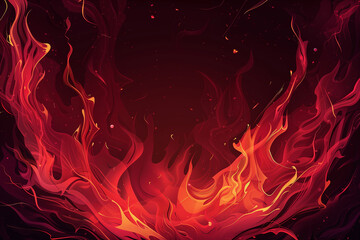 Dancing Flames, Intense Red Fire Abstract