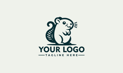 Gerbil Logo vector Monochrome Design Style cartoon icon design template black modern isolated vector illustration