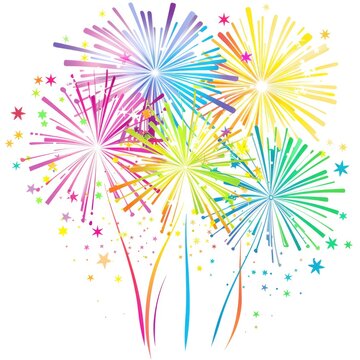 Colorful Fireworks Clipart in PNG Format for Celebrations and Holidays - Bright, Colourful