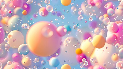 A seamless background of pastelcolored spheres floating in the air, creating an abstract and dreamy