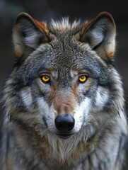 Obraz premium Alpha Male Wolf. Stunning Closeup Animal Portrait of Beautiful Canine Canis Lupus Staring 