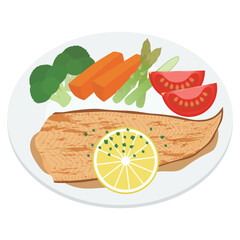 舌平目のムニエルのイラスト