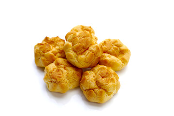 Cream puffs on white background