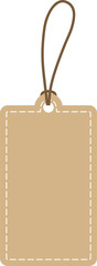Blank stitch-edged kraft paper tag. Flat design illustration.