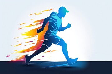 Fototapeta na wymiar Colorful Runner icon. Flat illustration Olympics 2024. Marathon Athletics