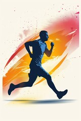 Colorful Runner icon. Flat illustration Olympics 2024. Marathon Athletics