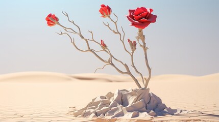 Flowers Bloom in the Desert - Finding Hope in a Barren Land a Lone plant Blossom