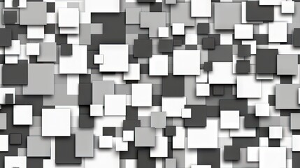 3D white seamless background with grey and black squares, simple shapes. Simple design in the style of white background