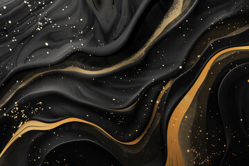 Luxurious abstract background in black with golden highlights.