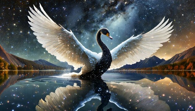 Celestial Swan Bear - A creature with the body of a bear and the head and wings of a swan