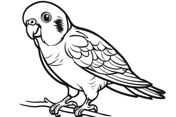 Obraz premium basic cartoon clip art of a Parrot, bold lines, no gray scale, simple coloring page for toddlers