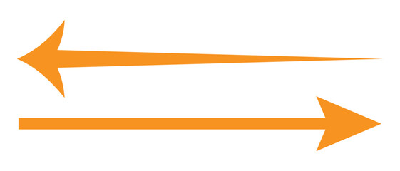 Orange Arrow Symbol. Basic Shape with Attention Pointing in Horizontal Direction. Orange arrow icon. EPS 10.