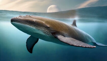 Fototapeta premium Moonlight Velvet Whale - A gentle whale with a skin that feels like soft velvet and glows