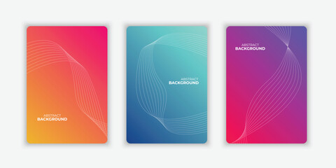 Modern cover design set collection. colorful abstract line pattern. Creative wavy stripe collection layout for business background, certificate, brochure template, contemporary planner, ads
