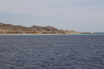 red sea, seascape, skyscape and mountains