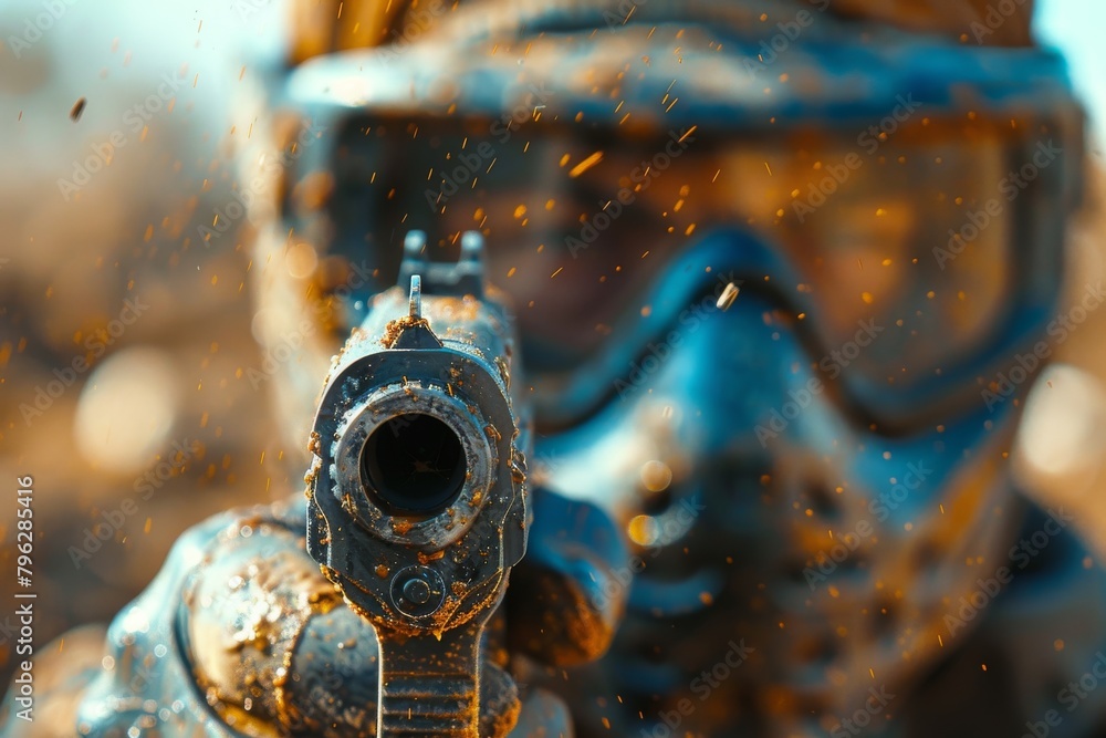 Poster a dynamic image capturing the motion of paint splattering, with a soft blur that conveys action and 