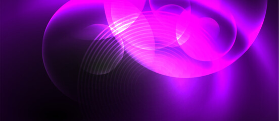 Colorful swirl of purple, violet, pink, and magenta lights on a black background creates an electric blue gaslike circle pattern. Stunning visual effect lighting