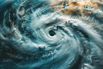 A powerful hurricane swirling in the ocean. Ideal for weather and natural disaster concepts - obrazy, fototapety, plakaty