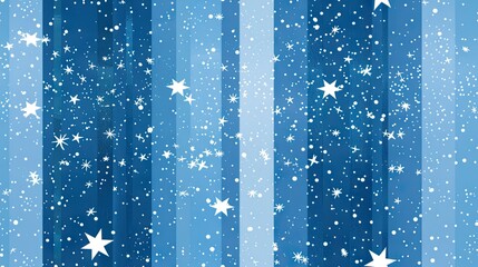 light blue and silver glitter stripes seamless pattern, starry night sky background,