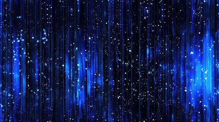 light blue and silver glitter stripes seamless pattern, starry night sky background,