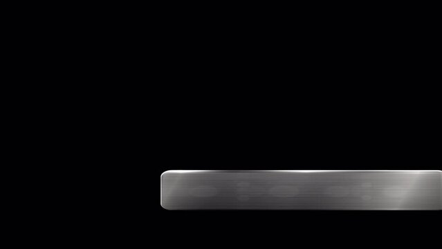 An Aluminum, silver-look Lower Third with alpha channel embedded. Semitransparent overlay, UltraHD resolution, and 7 seconds total duration.