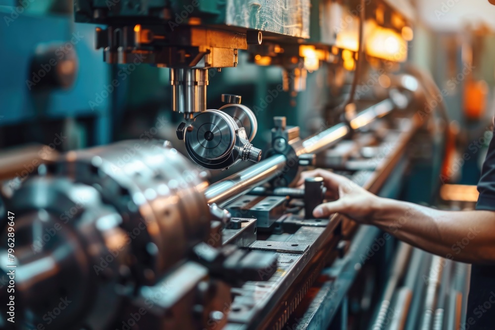 Aufkleber a man working on a machine in a factory. suitable for industrial concepts