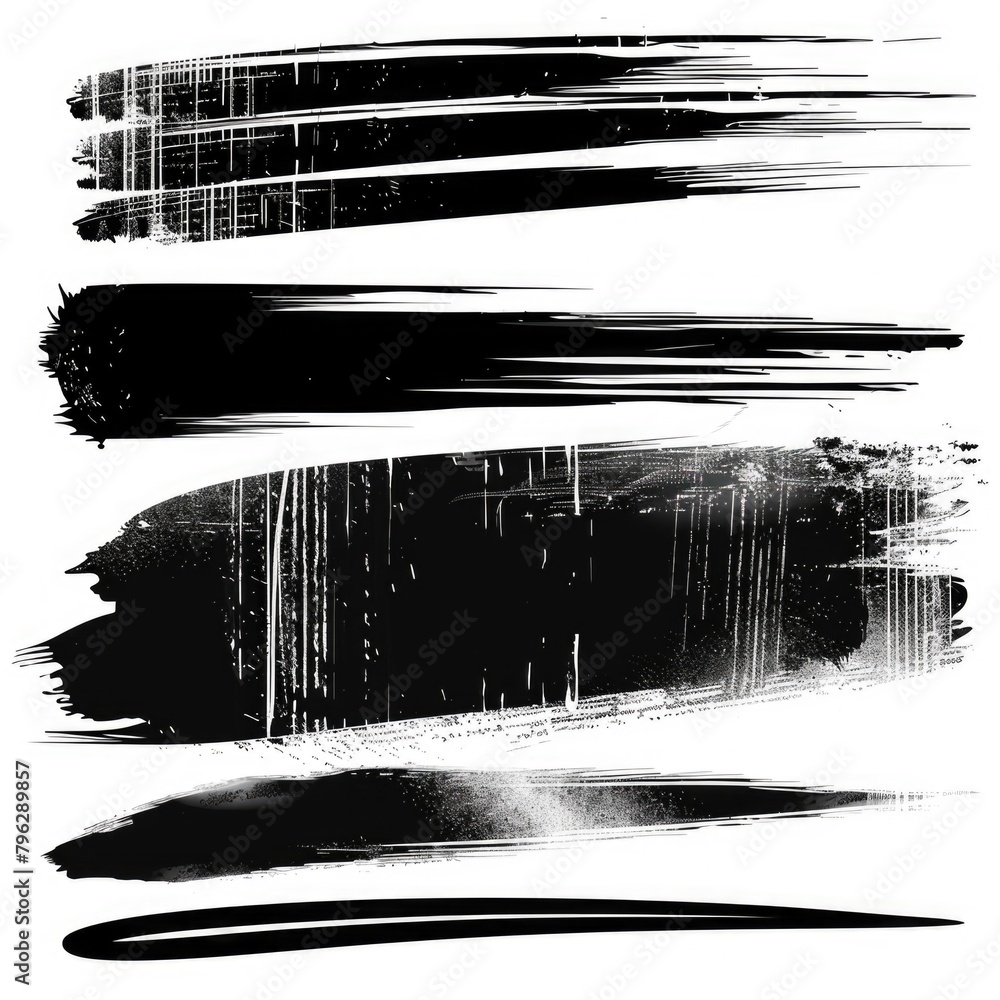 Poster abstract black paint strokes on a clean white background. perfect for artistic projects