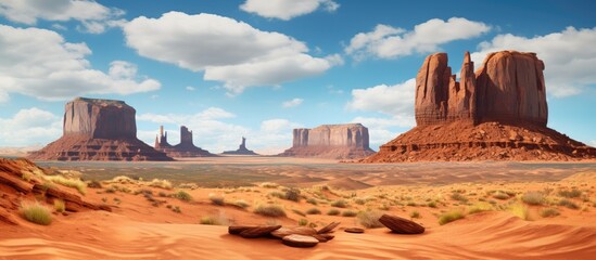Desert landscape with scattered rocks and bushes
