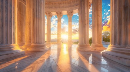 Justice at Sunrise: Supreme Court Building with Classical Architecture, Columns