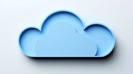 Blue Cloud Cut-Out Icon for Computing and Communication: Connect with Data and Database