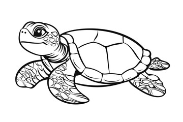 basic cartoon clip art of a Turtle, bold lines, no gray scale, simple coloring page for toddlers