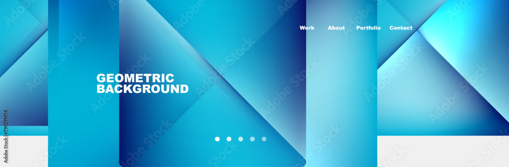 Poster the brands multimedia display device features electric blue geometric shapes on a blue background, a