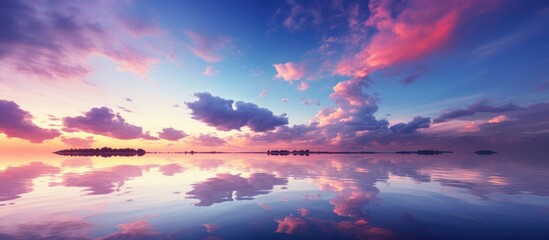 Sunset Reflection on Water with Clouds