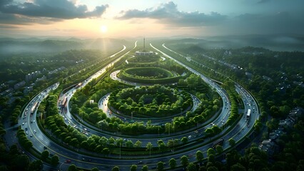 Revolutionizing Civil Engineering: Integrating Expressway Traffic Construction with Modern Design. Concept Civil Engineering, Expressway Traffic, Construction, Modern Design, Innovation