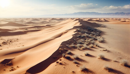 Fototapeta na wymiar Discover the Allure of Desert Landscapes: Vast, Dynamic, and All-Encompassing Aerial Views for Adventurous Exploration