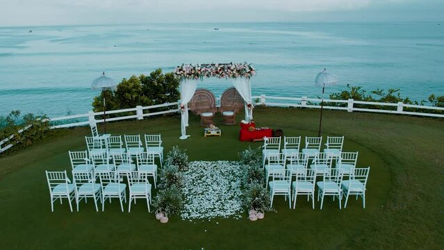 Indian wedding set up by the sea in Bali