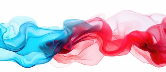 Obraz premium Red and blue smoky swirl on a white backdrop