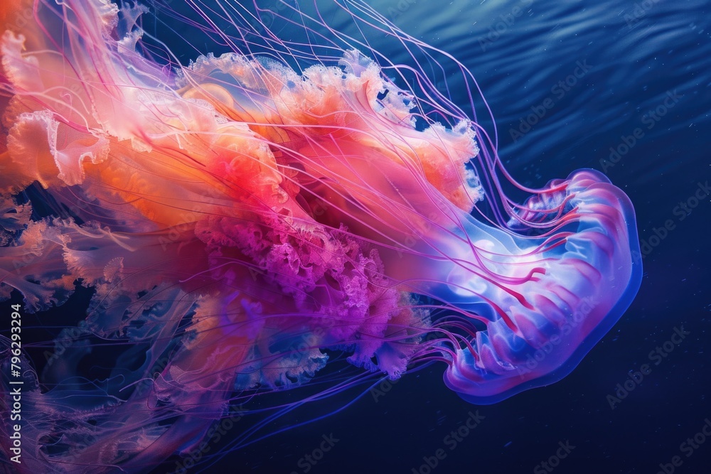 Poster a jellyfish floating with its head above water, suitable for aquatic themes