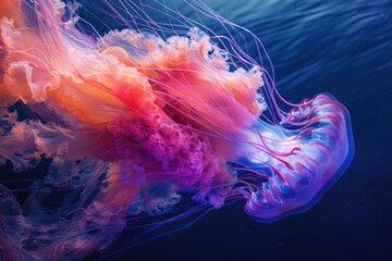 Fototapeta premium A jellyfish floating with its head above water, suitable for aquatic themes